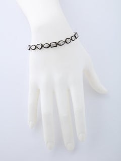 Black Agate Fancy Shape Diamond White Gold Bracelet