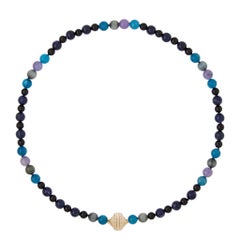Black Agate, Lapis, Gray Tigers Eye, Blue Apatite & Amethyst Necklace