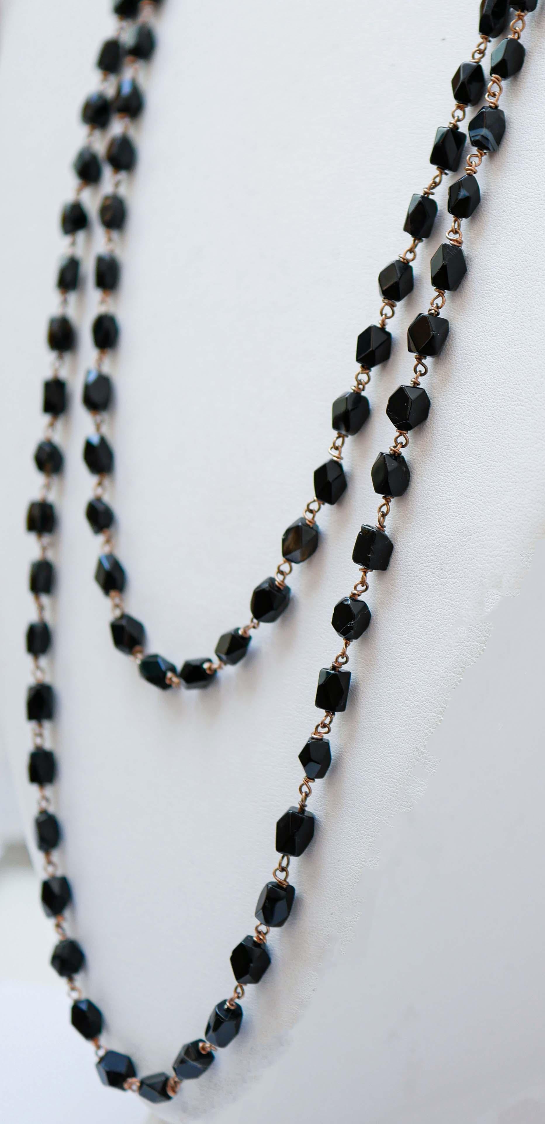 Rétro Collier en agate noire. en vente