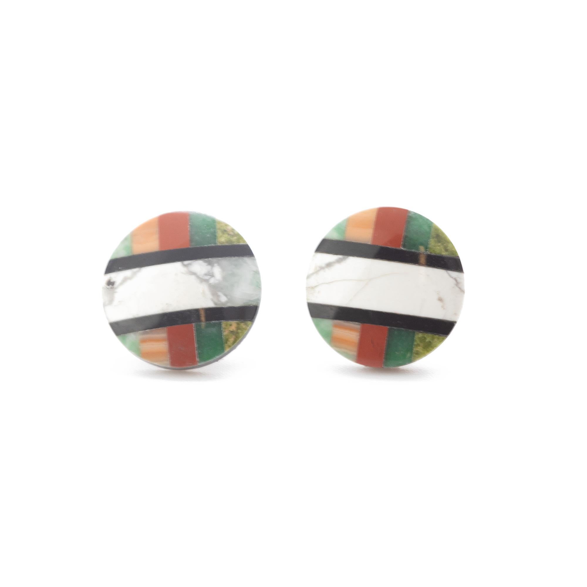 Pendientes de Ágata Negra Arco Iris Jaspe Redondo Oro 14 Kilates Stud Cocktail Chic Corte oval en venta
