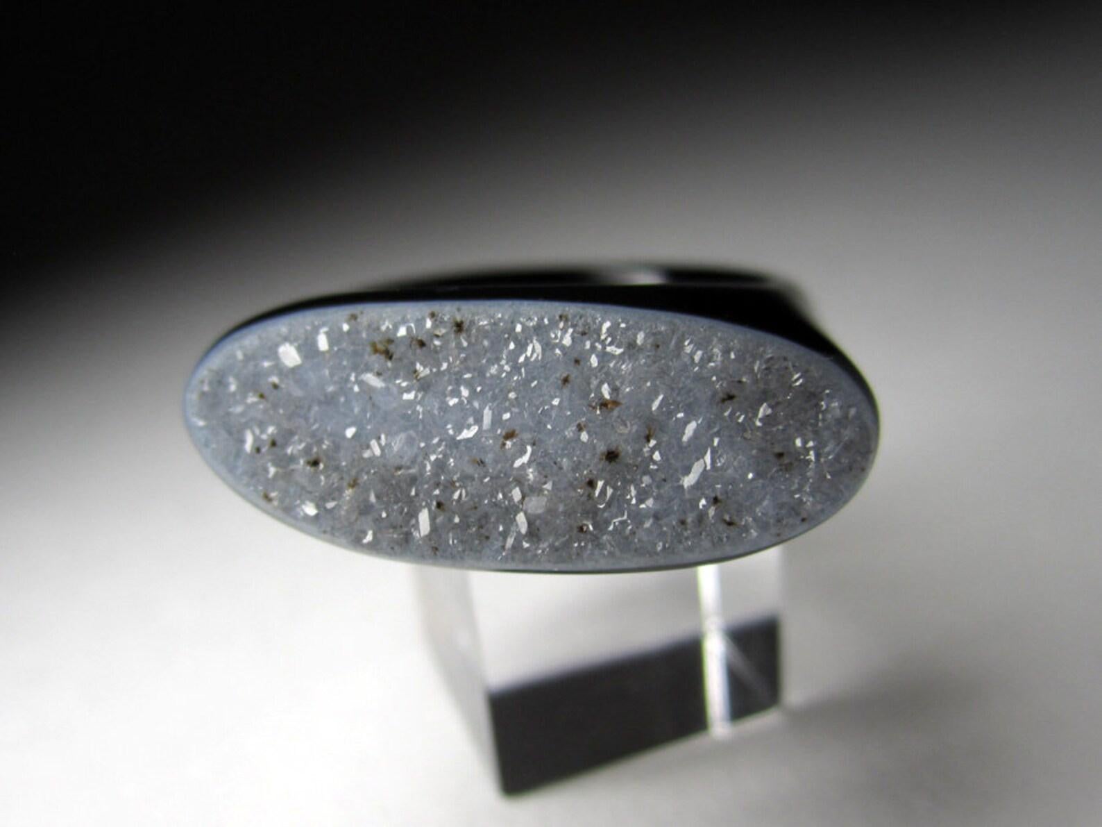 Bague en cristaux d'agate noire Bague en cristaux d'agate naturelle Bijoux de qualité Neuf - En vente à Berlin, DE