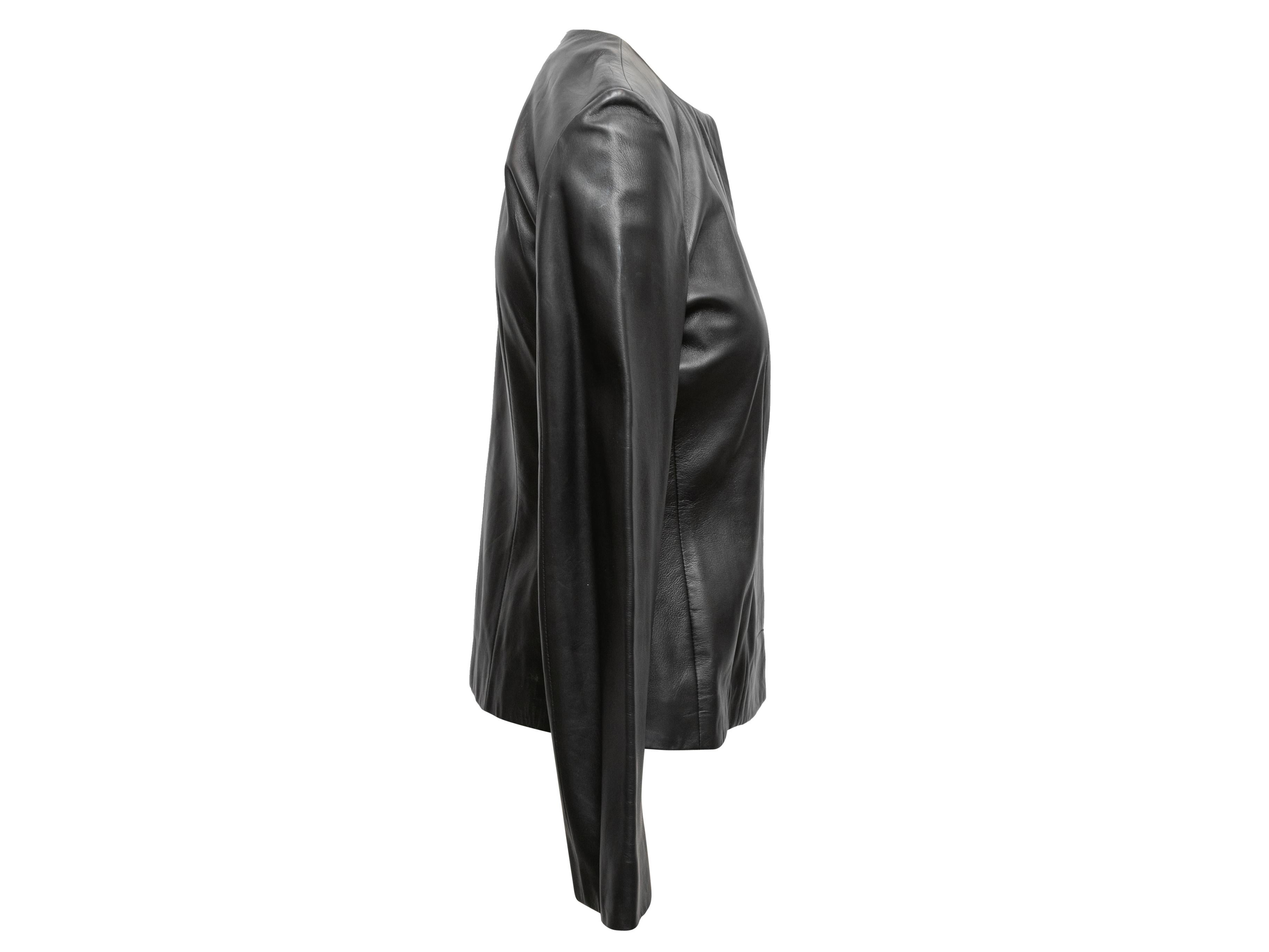 Black Agnona Leather Jacket Size IT 42 In Excellent Condition For Sale In New York, NY