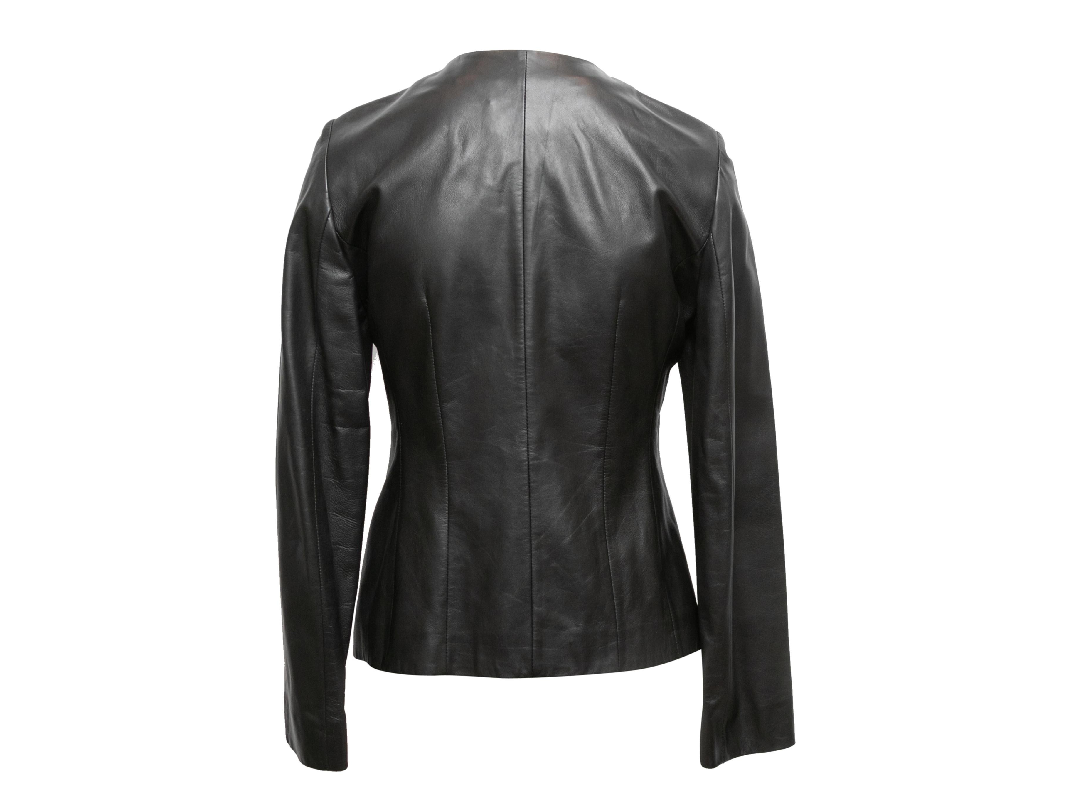 Men's Black Agnona Leather Jacket Size IT 42 For Sale