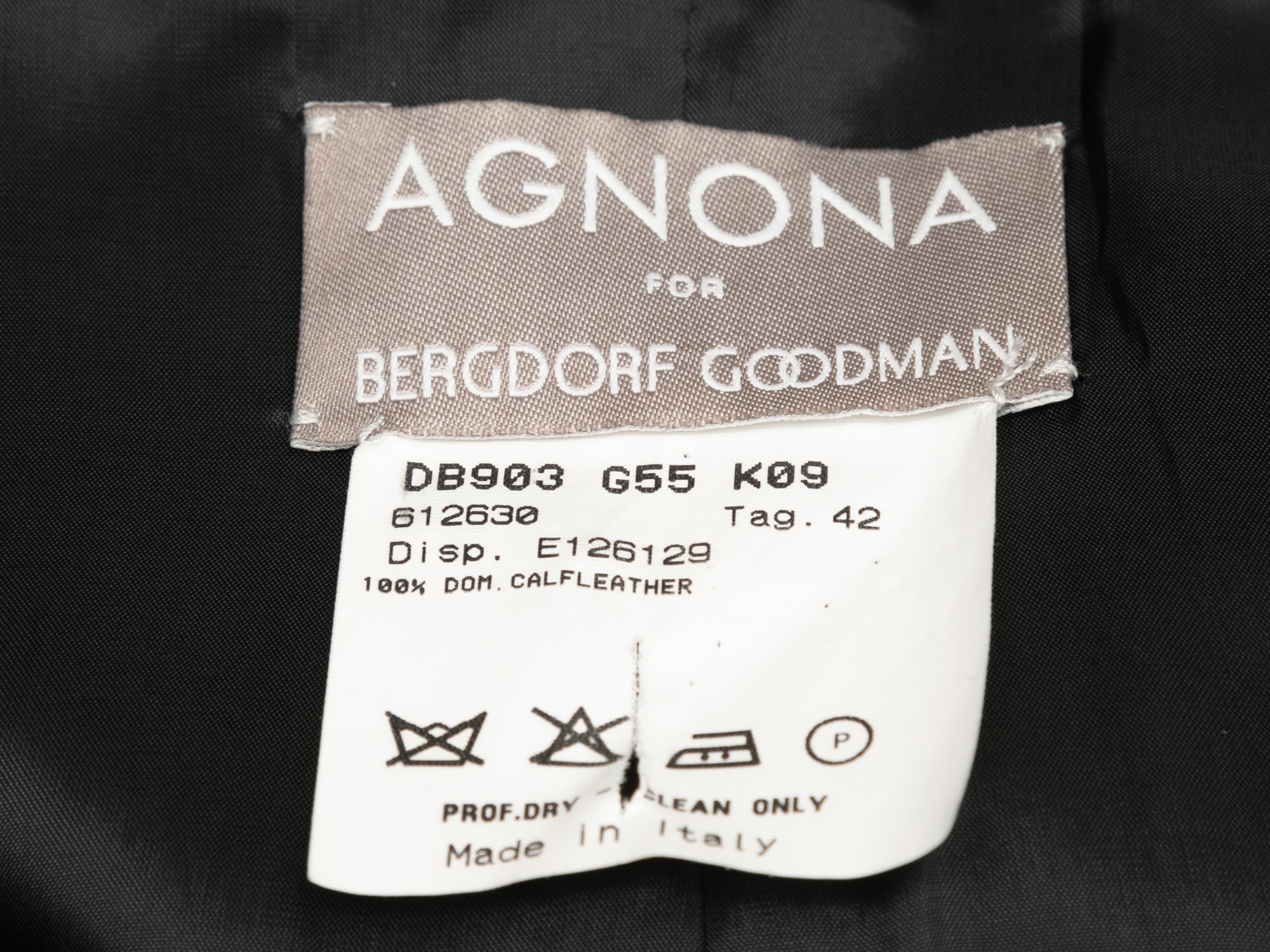 Black Agnona Leather Jacket Size IT 42 For Sale 1