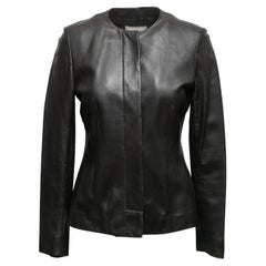 Used Black Agnona Leather Jacket Size IT 42