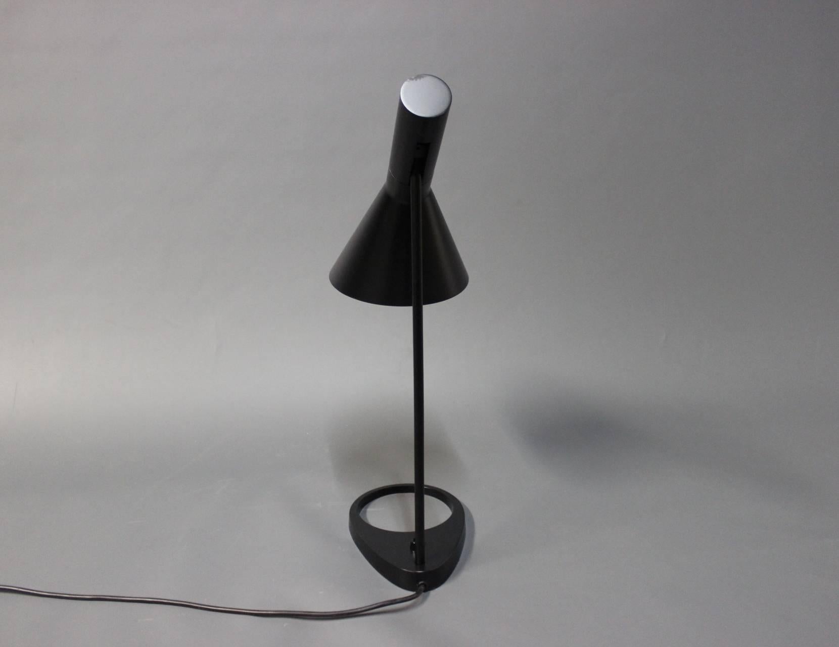 Scandinavian Modern Black AJ Table Lamp, Model 1808, by Arne Jacobsen and Louis Poulsen, 1960