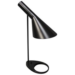 Vintage Black AJ Table Lamp, Model 1808, by Arne Jacobsen and Louis Poulsen, 1960