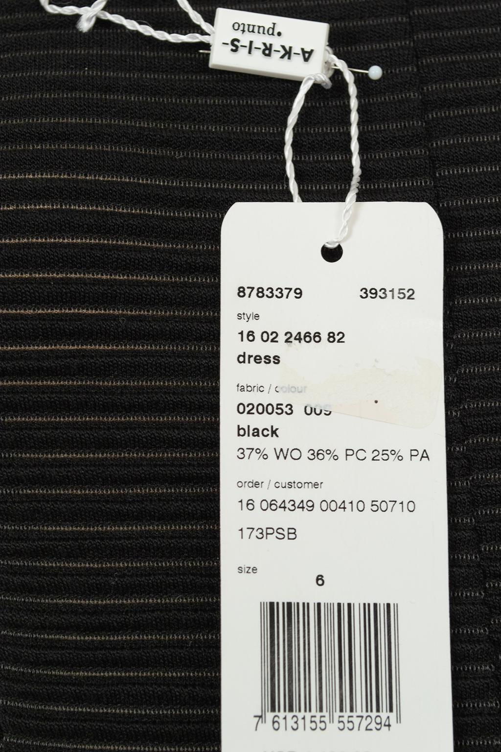 Black Akris Illusion Ribbed Fit and Flare Day Dress, Original Tags – S, 2012 For Sale 15
