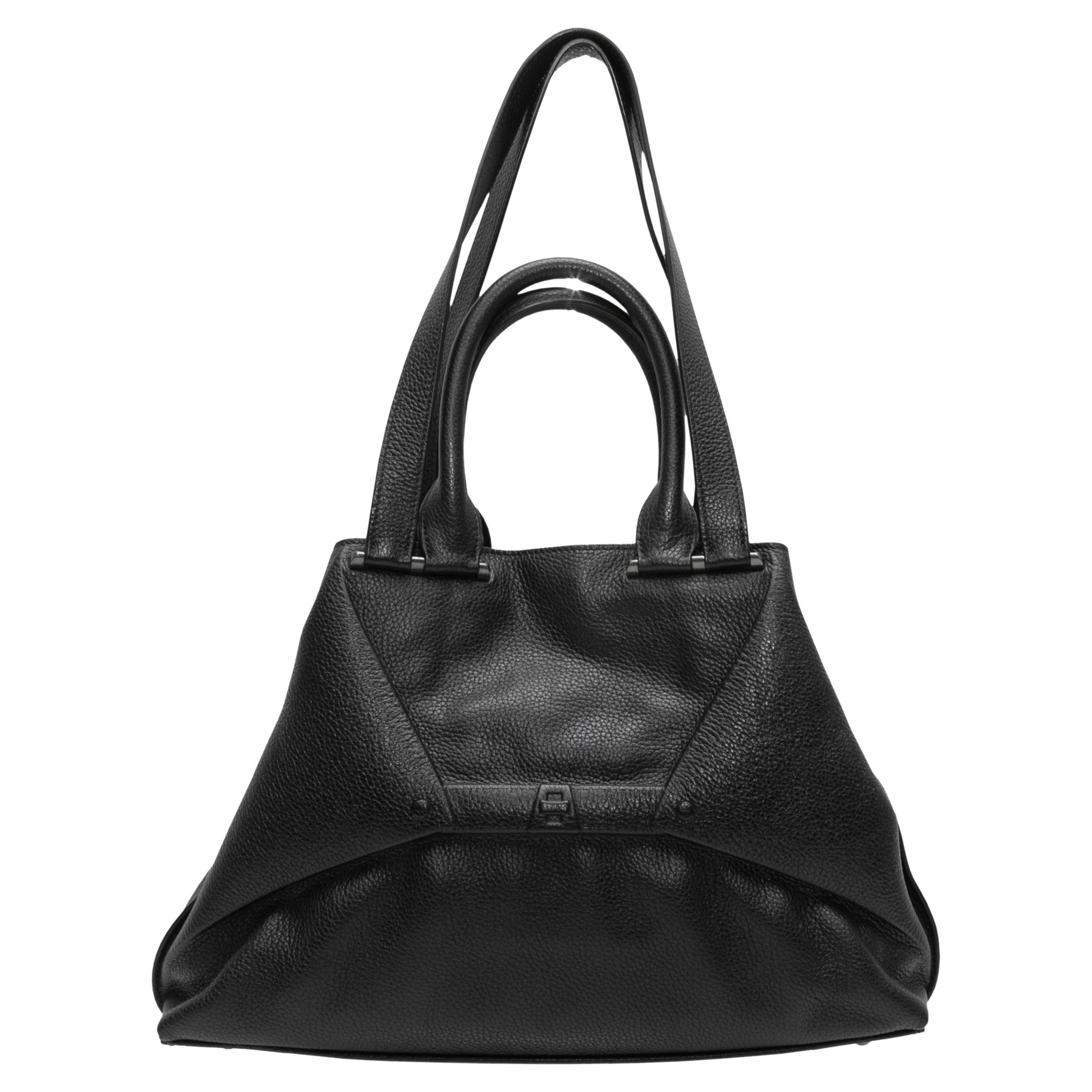Black Akris Leather Tote Bag