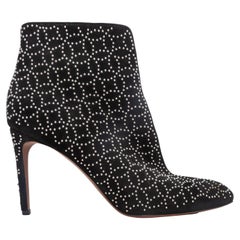 Black Alaia Studded Suede Pointed-Toe Booties Size 40.5