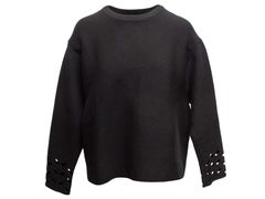 Black Alaia Wool Cutout Cuff Sweater Size IT 40