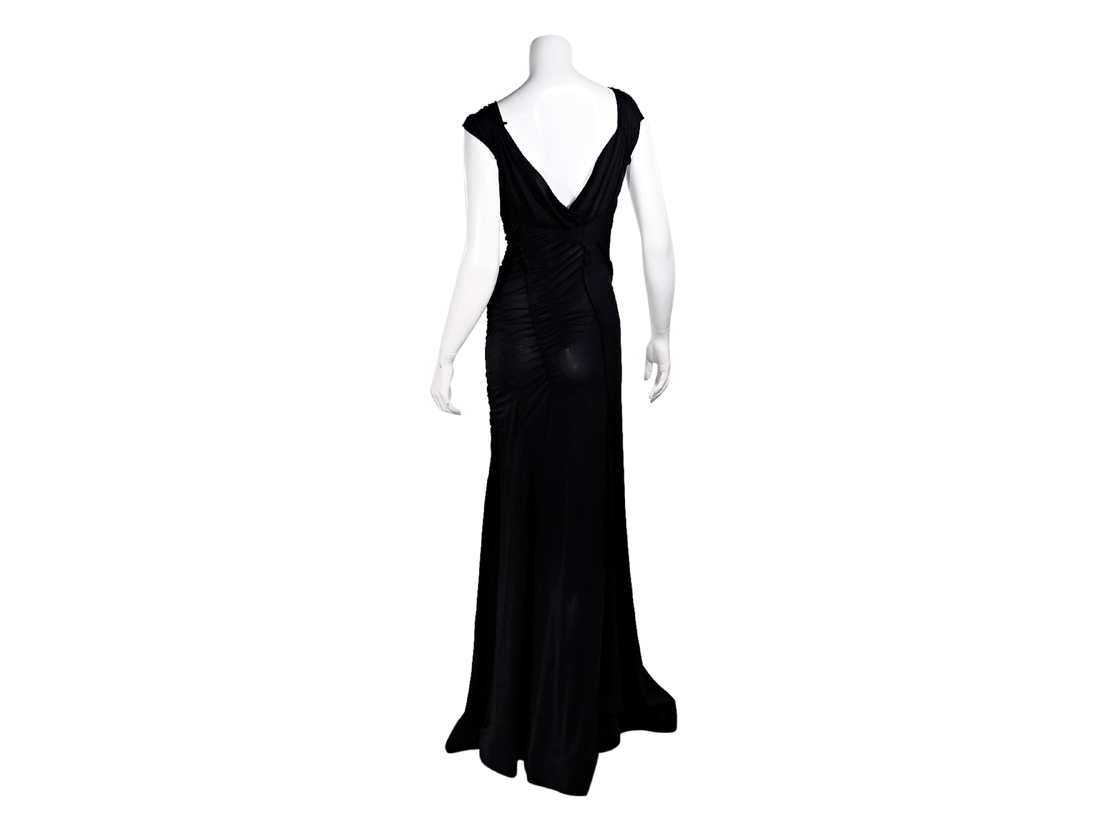 Black Alberta Feretti Ruched Gown In Good Condition In New York, NY