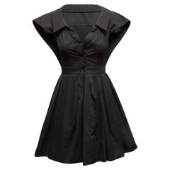 Schwarzes Alexander McQueen Kleid mit Cap-Ärmeln in A-Linie Größe IT 38