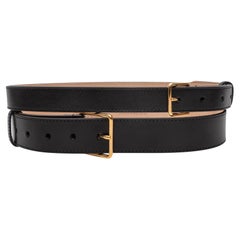 Black Alexander McQueen Double Buckle Waist Belt Size US XS