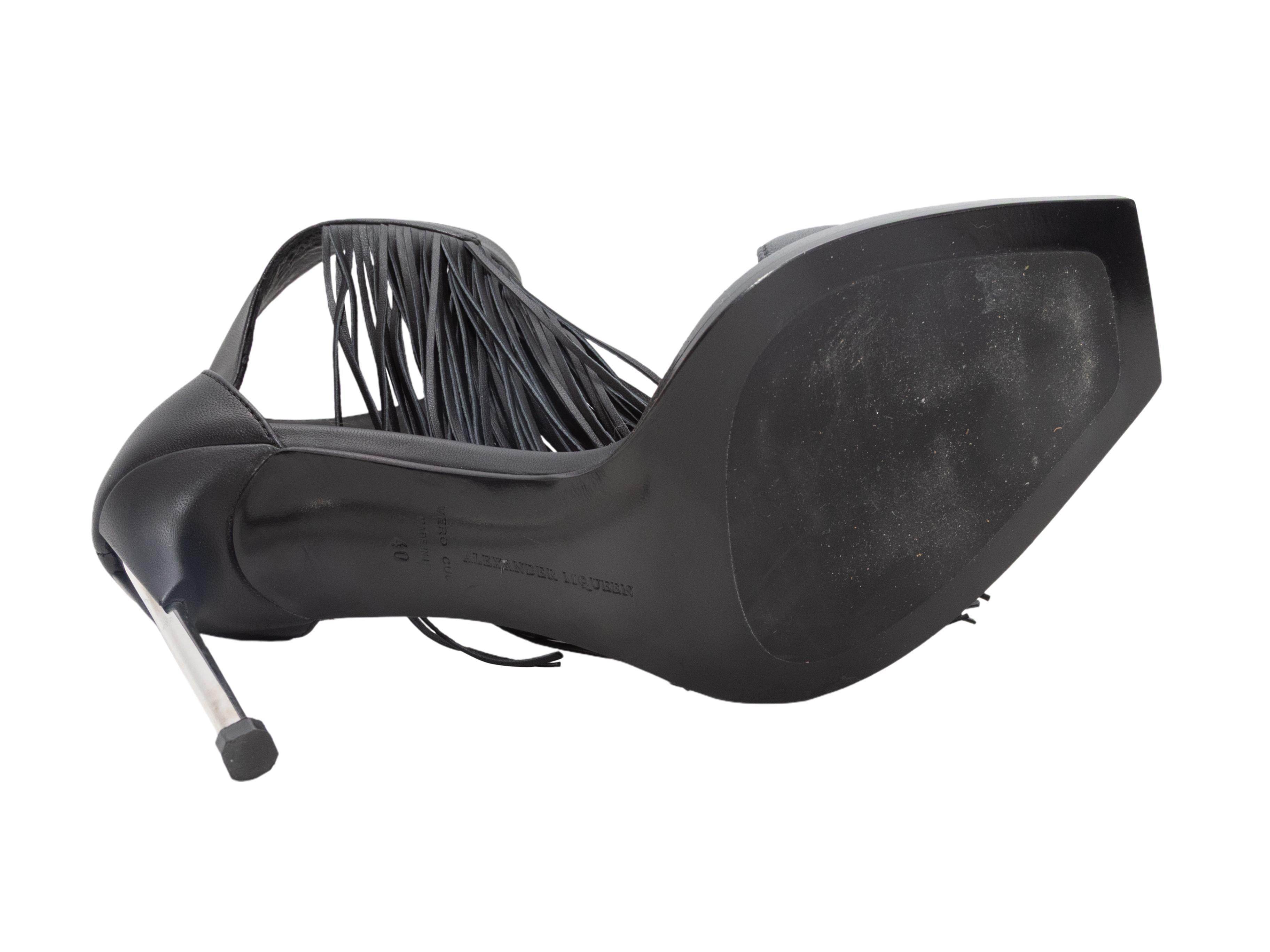 Sandales à talons noires à franges Alexander McQueen Taille 40 Pour femmes en vente