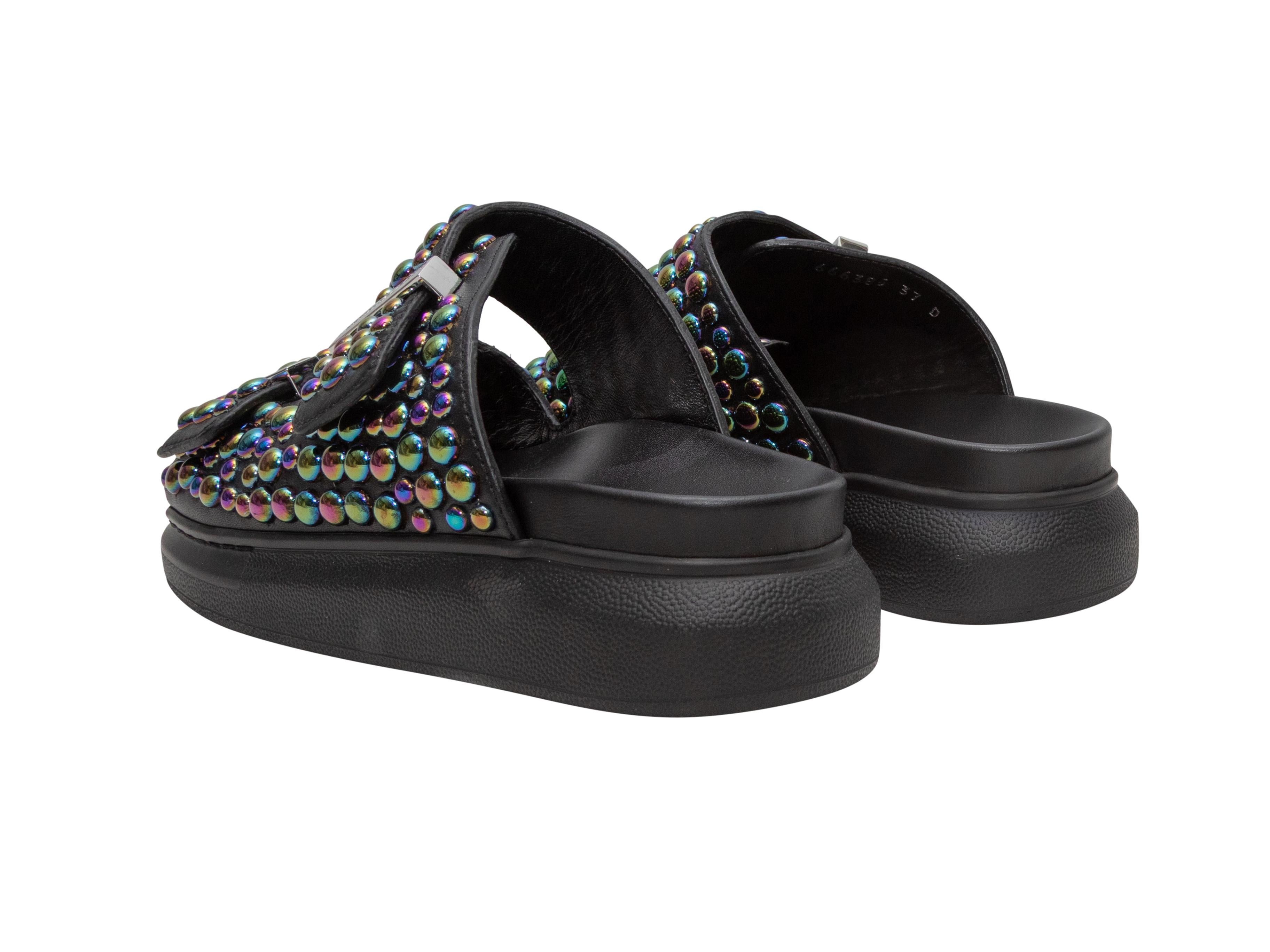 Black Alexander McQueen Iridescent Studded Slide Sandals Size 37 For Sale 1