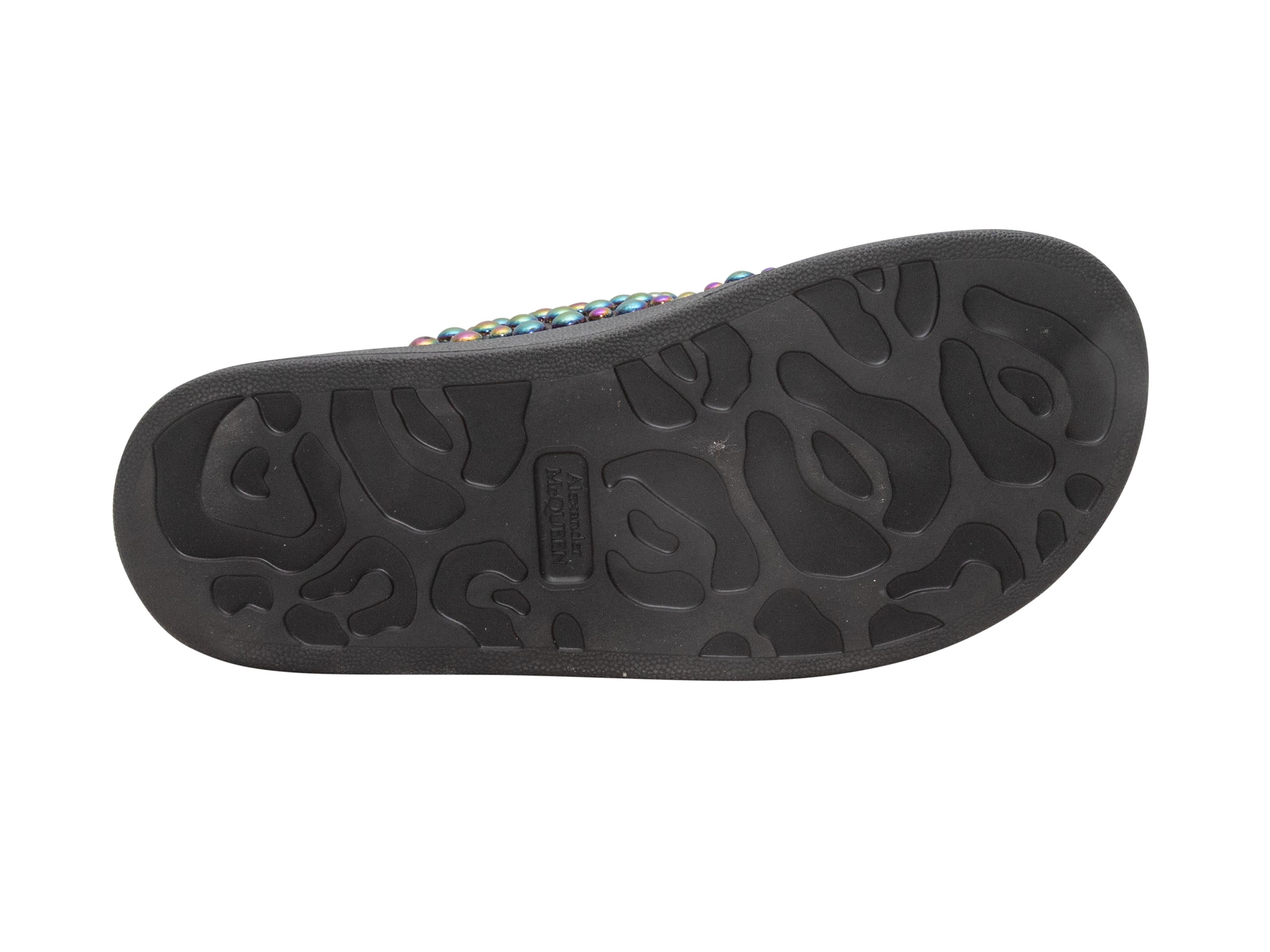Black Alexander McQueen Iridescent Studded Slide Sandals Size 37 For Sale 2