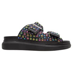Black Alexander McQueen Iridescent Studded Slide Sandals Size 37
