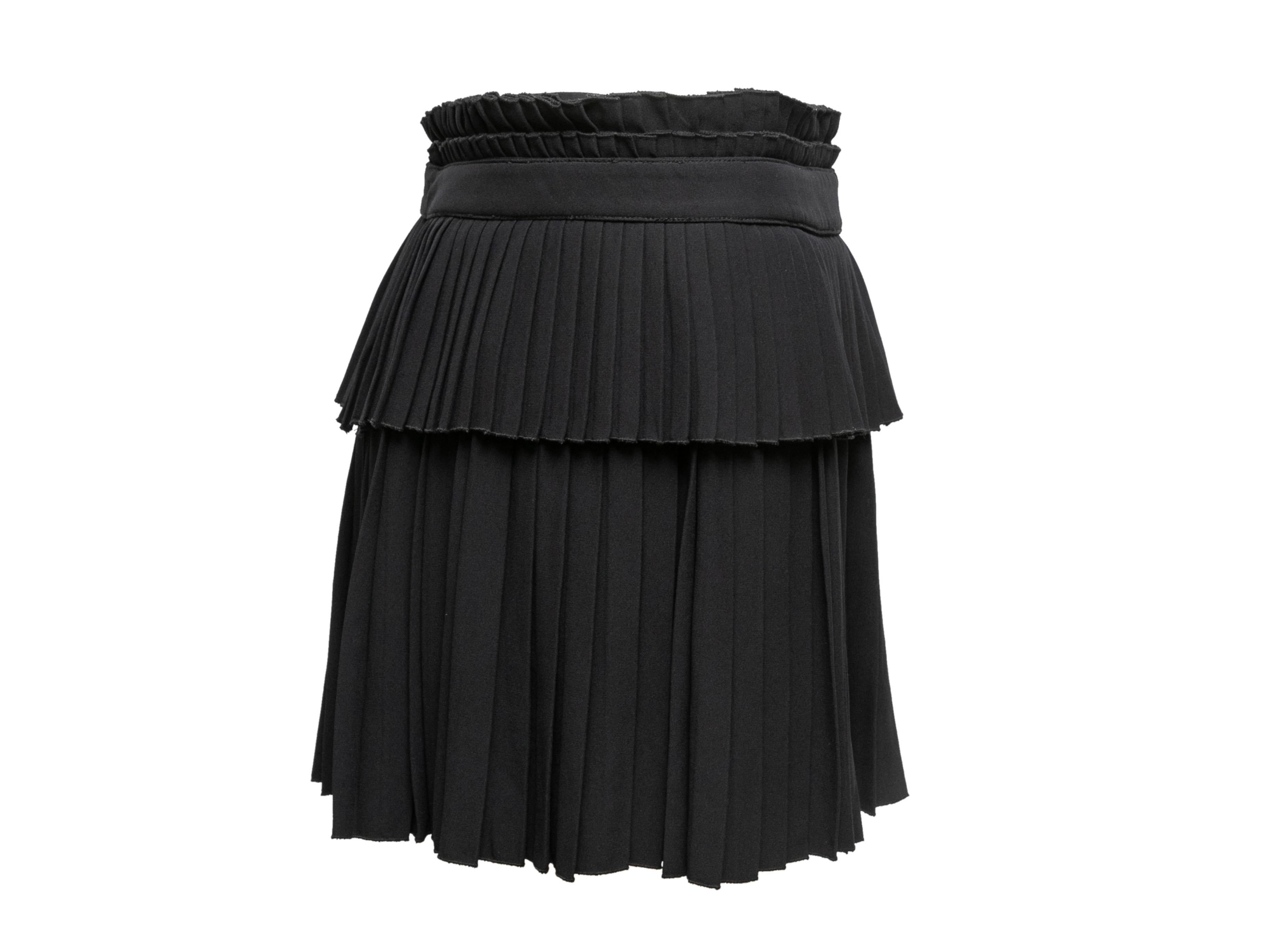 Women's or Men's Black Alexander McQueen Pleated Buckle Mini Skirt Size IT 38 For Sale