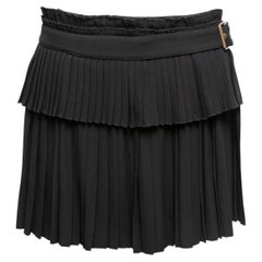 Black Alexander McQueen Pleated Buckle Mini Skirt Size IT 38