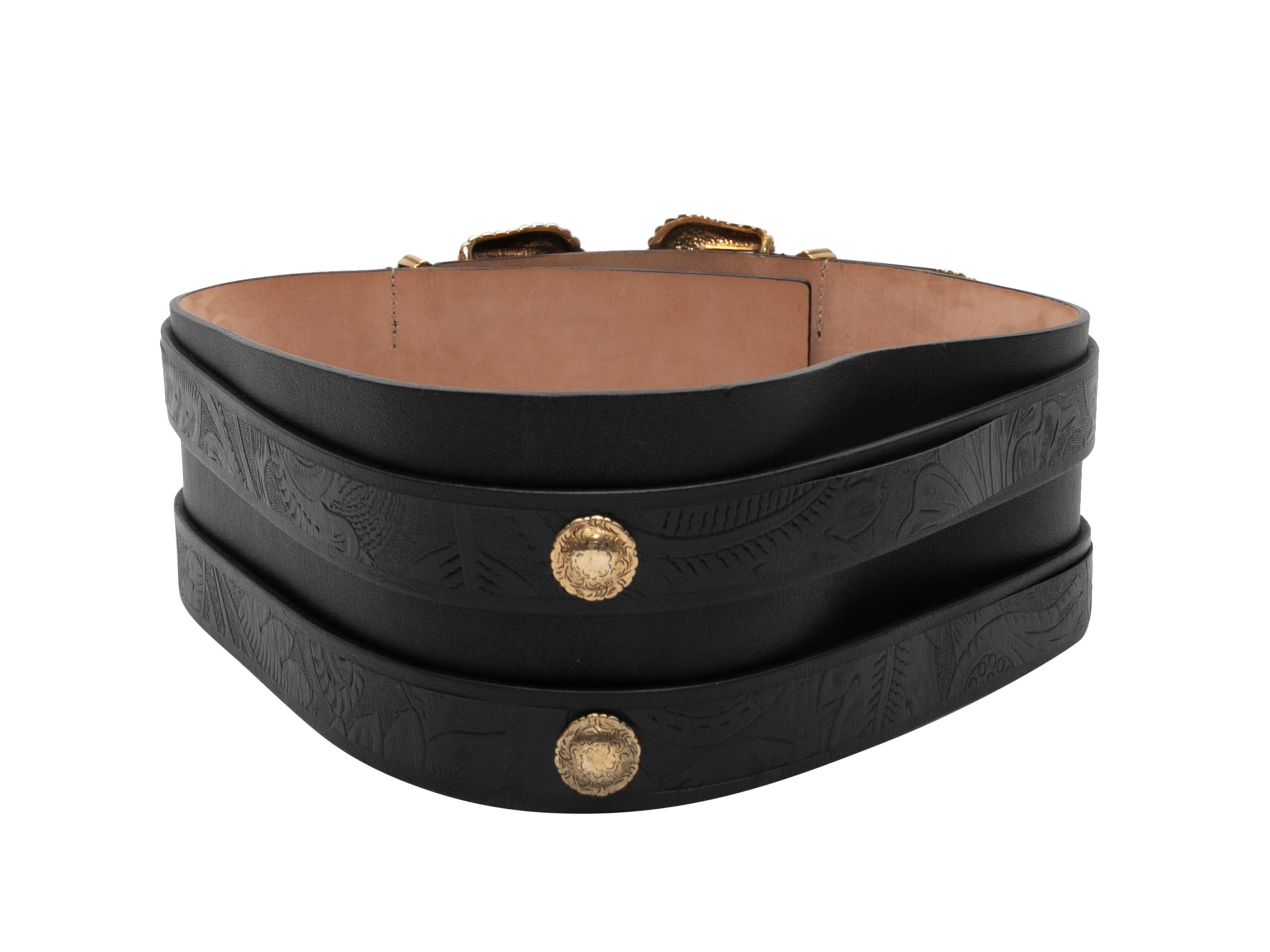Alexander McQueen large ceinture en cuir ouvragée noire taille US S Pour femmes en vente