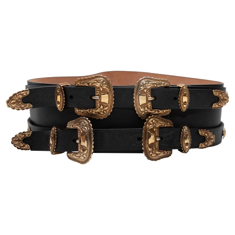 Alexander McQueen Black Leather Belt with Sculpted Gold Snake Buckle Alexander Mcqueen Snake Buckle Hip Belt In Black - 65% Off  main image 4