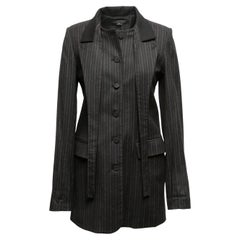 Black Alexander Wang Pinstriped Wool Jacket Size US 8