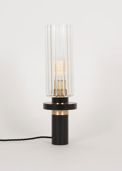 21st C Contemporary Marine Breynaert Black Table Lamp Brushed Brass Glass Black