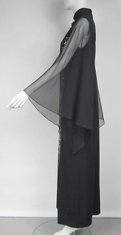 Black ALFRED SHAHEEN Asian Maxi Dress 1970s In Good Condition For Sale In Wallkill, NY