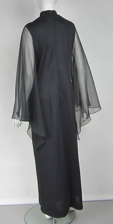Women's Black ALFRED SHAHEEN Asian Maxi Dress 1970s For Sale