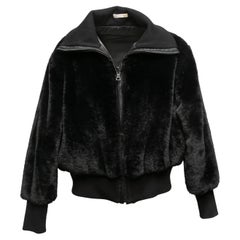 Schwarze Alice + Olivia Bomberjacke aus Kunstpelz in Schwarz Größe US S
