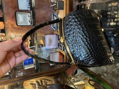 Black Alligator Bag with Curved Frame