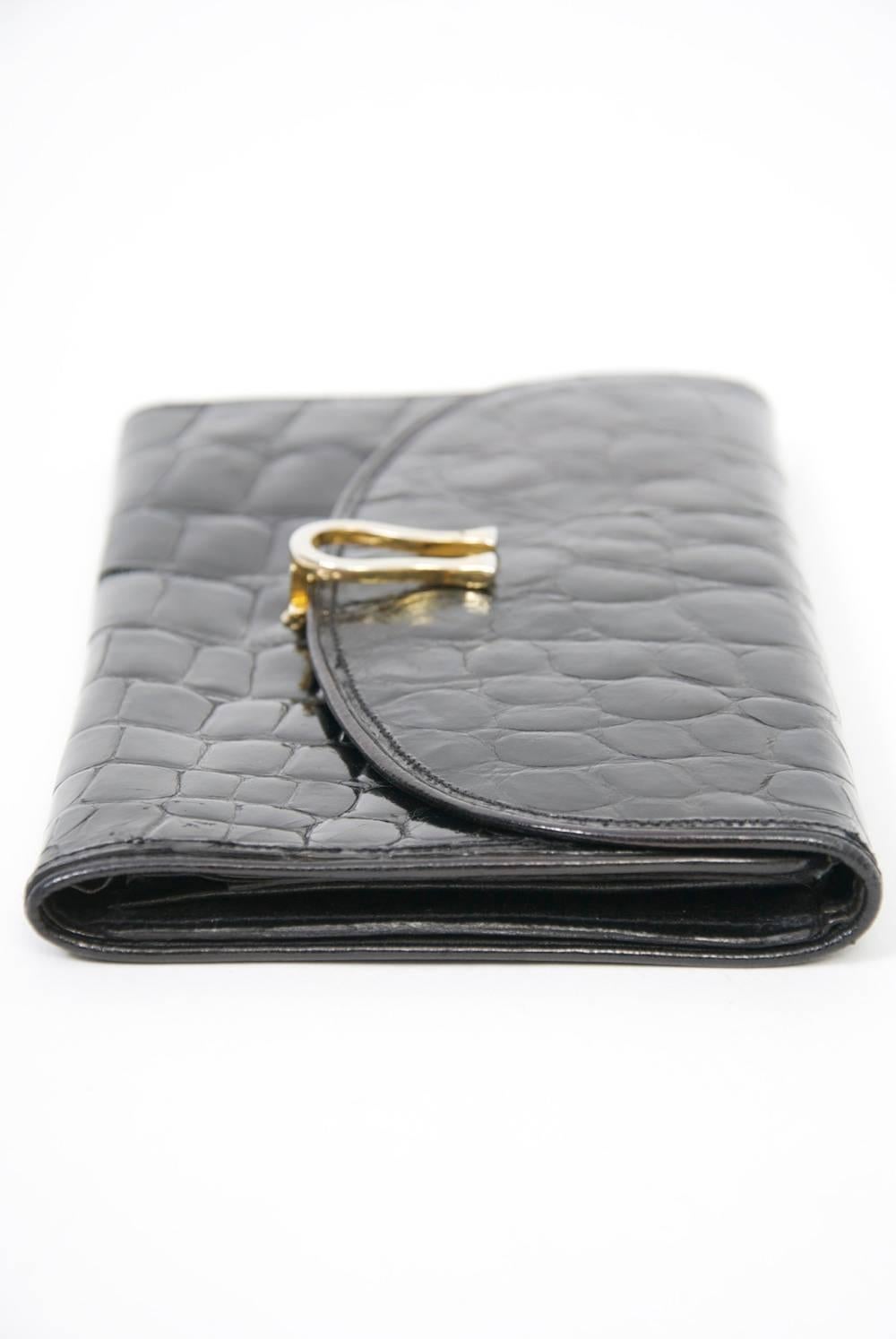 Women's Black Alligator Clutch/Wallet