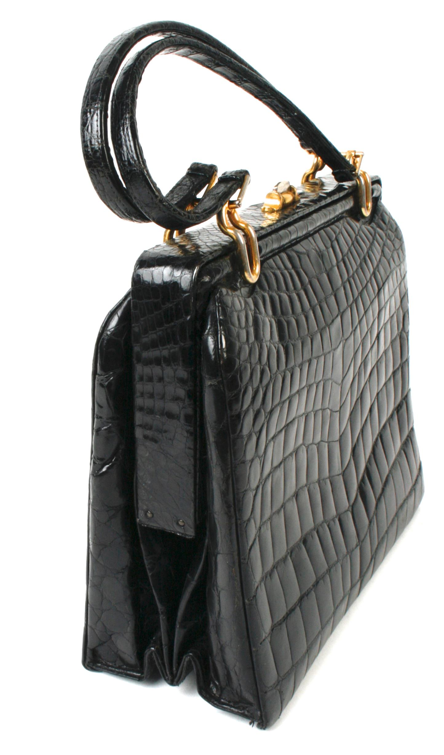 black alligator bag
