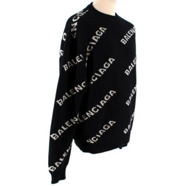 Black Allover Logo knit sweater For Sale at 1stDibs | balenciaga logo ...