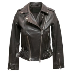 Schwarze AllSaints Moto Jacke aus Leder in Schwarz, Größe US 4