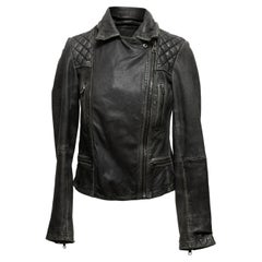 Black AllSaints Leather Moto Jacket Size US 6