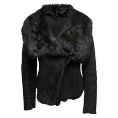 Schwarze AllSaints Shearling-Jacke in Schwarz, Größe US 10