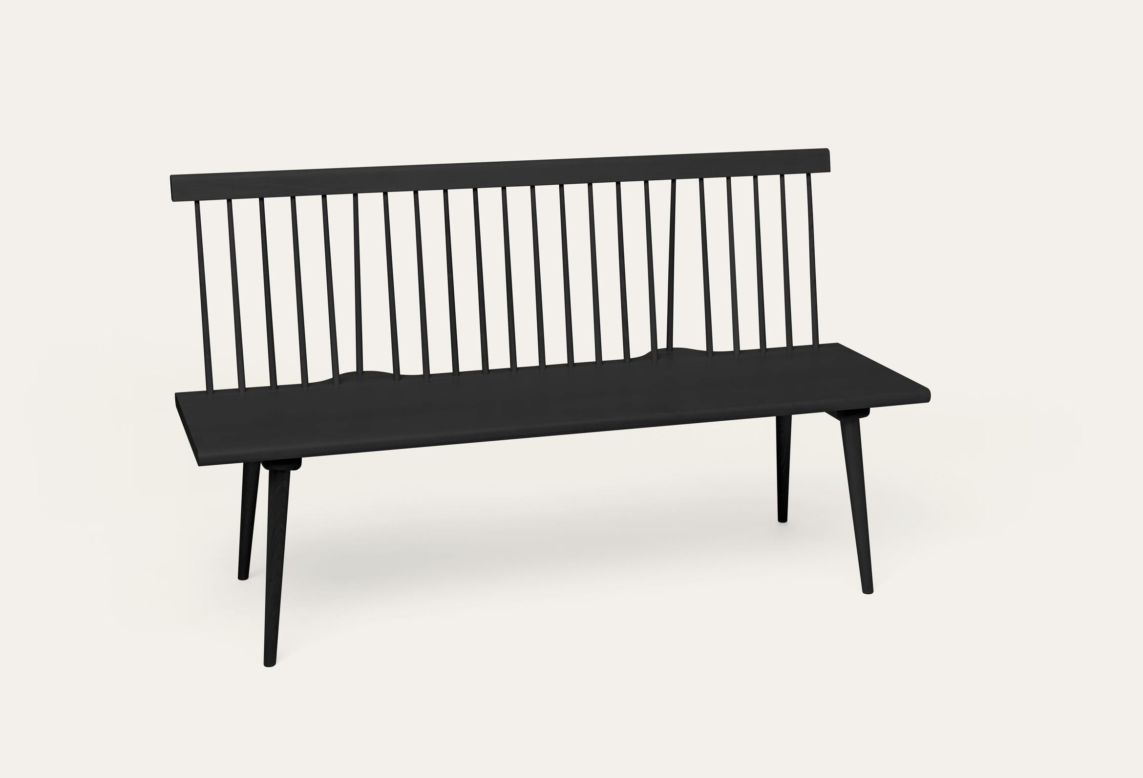Black Along birch sofa by Storängen Design
Dimensions: D 52 x W 150 x H 87 x SH 45 cm
Materials: birch wood.
Also available in other colors and with seat cushion.

Along can be as long as you want to be. Each module is manufactured separately -