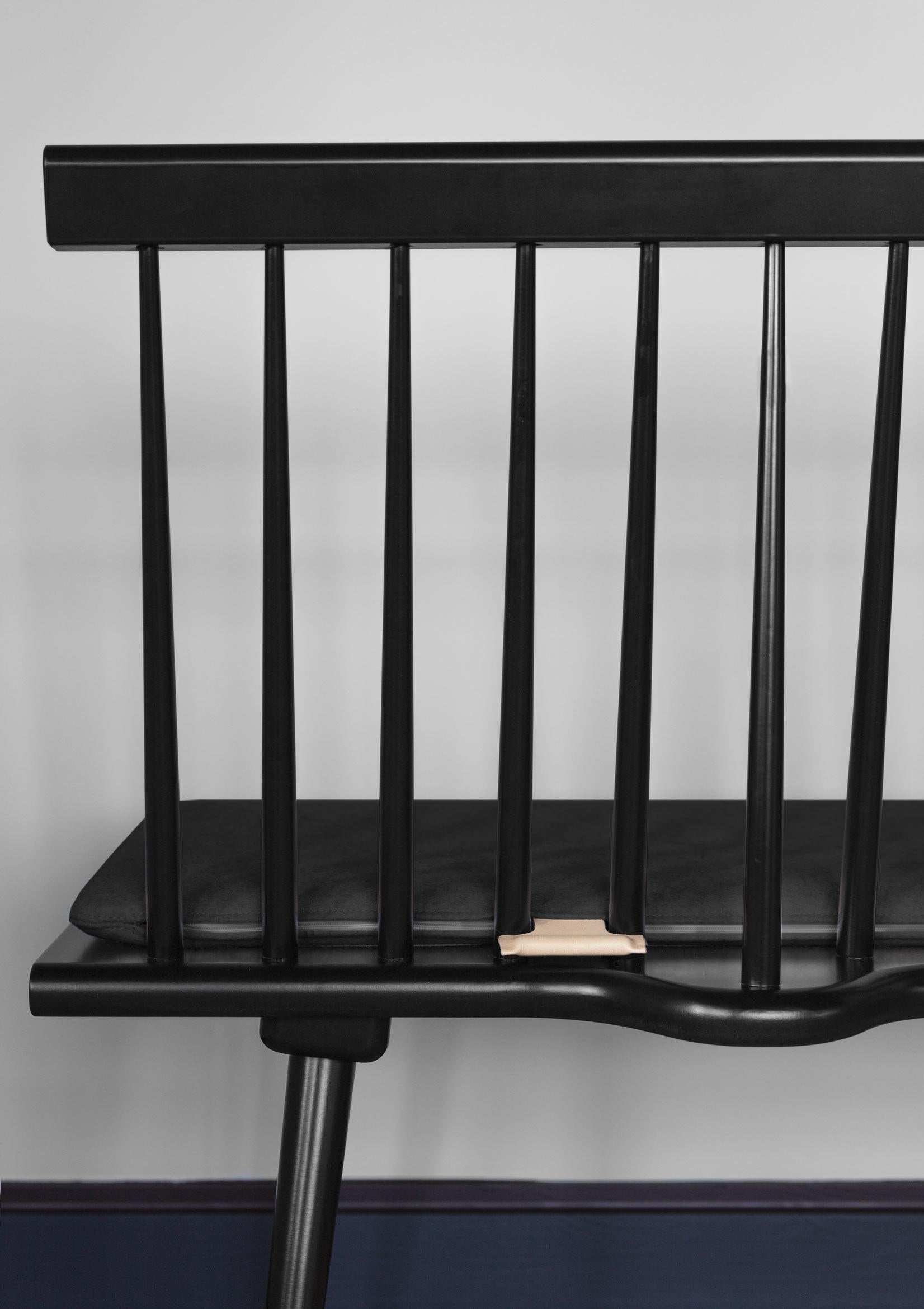 Contemporary Black Along Birch Sofa by Storängen Design For Sale