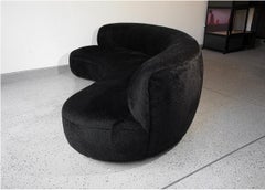 Black Alpaca Curved Organic Modern 280 Sofa by Pierre Augustin Rose