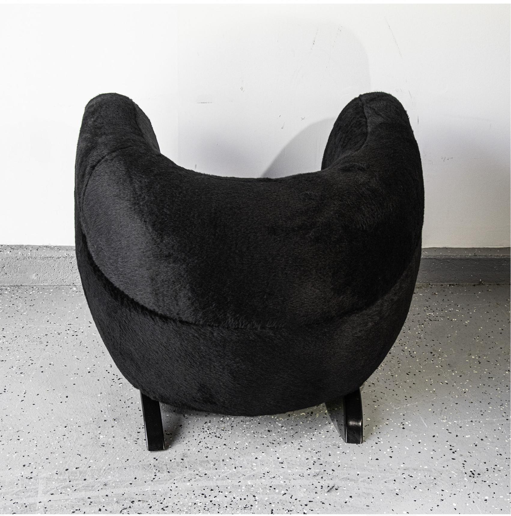 Contemporary Black Alpaca, Curved, Organic Modern Chairs by Pierre Augustin Rose - set of 2 For Sale