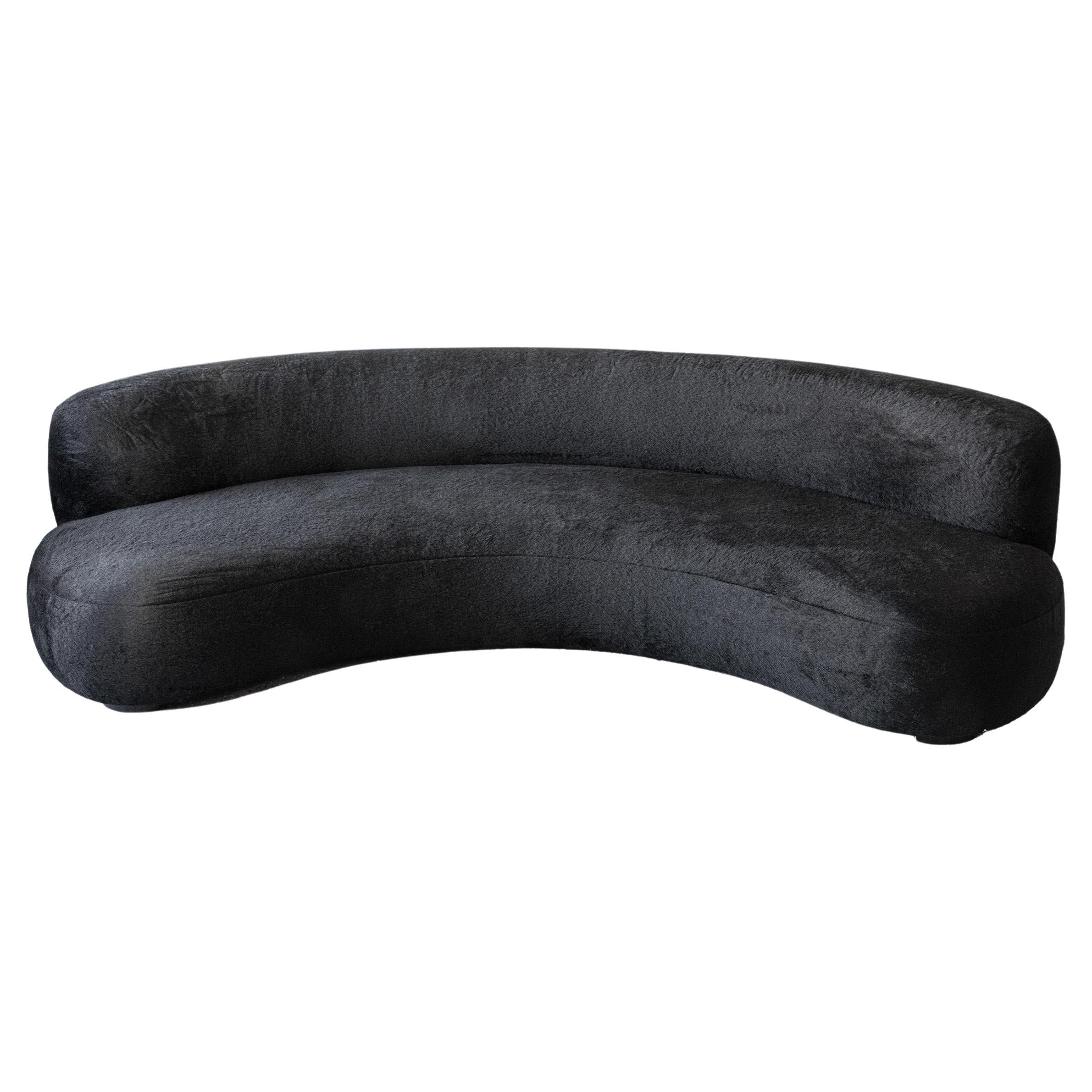 Black Alpaca Curved Organic Modern 280 Sofa by Pierre Augustin Rose For Sale