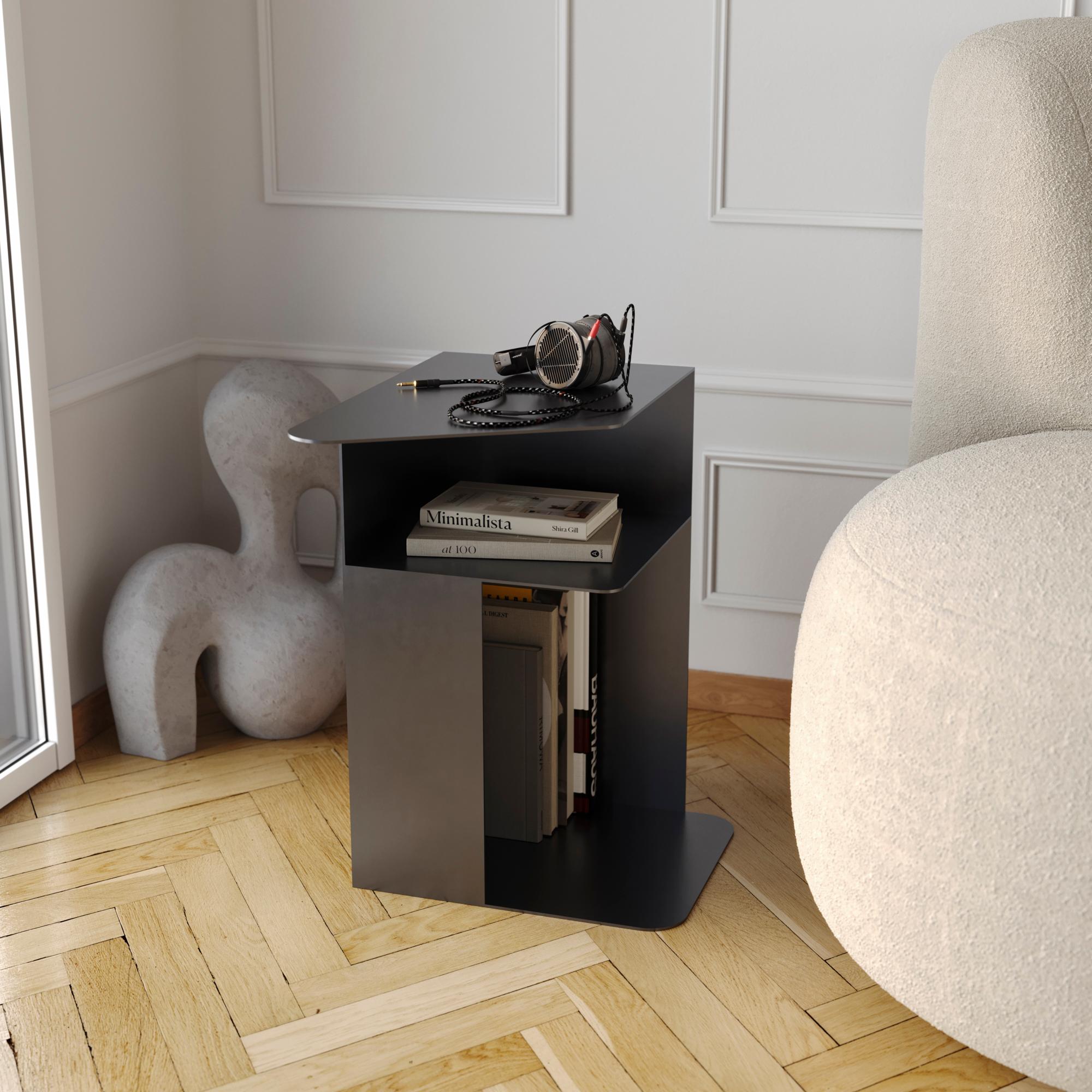 Modern Black Aluminium Side Table, contemporary minimalist om26 by mjiila - in stock For Sale