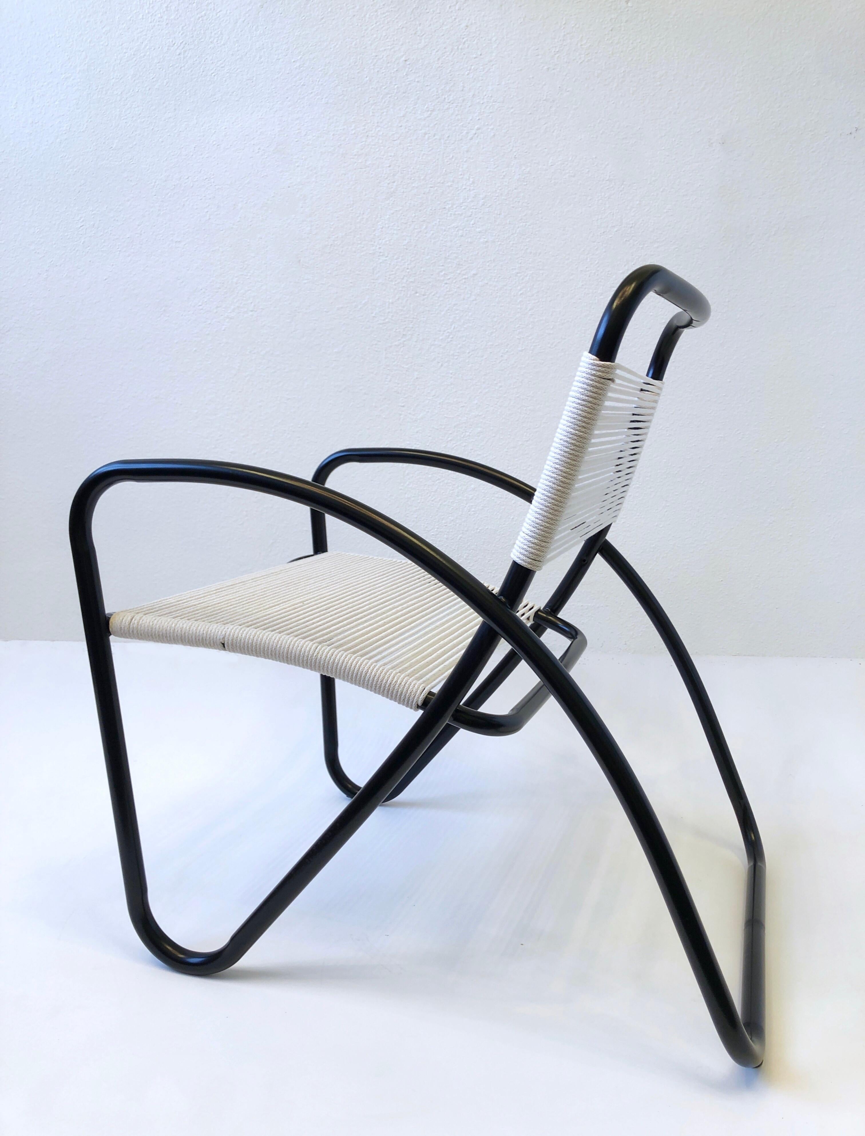 Black Aluminum and Cotton Cord Lounge Chair by Brown Jordan 3