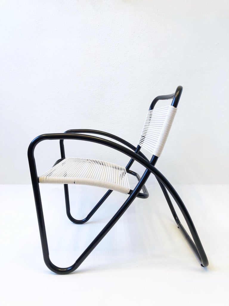 Black Aluminum and Cotton Cord Lounge Chair by Brown Jordan 4