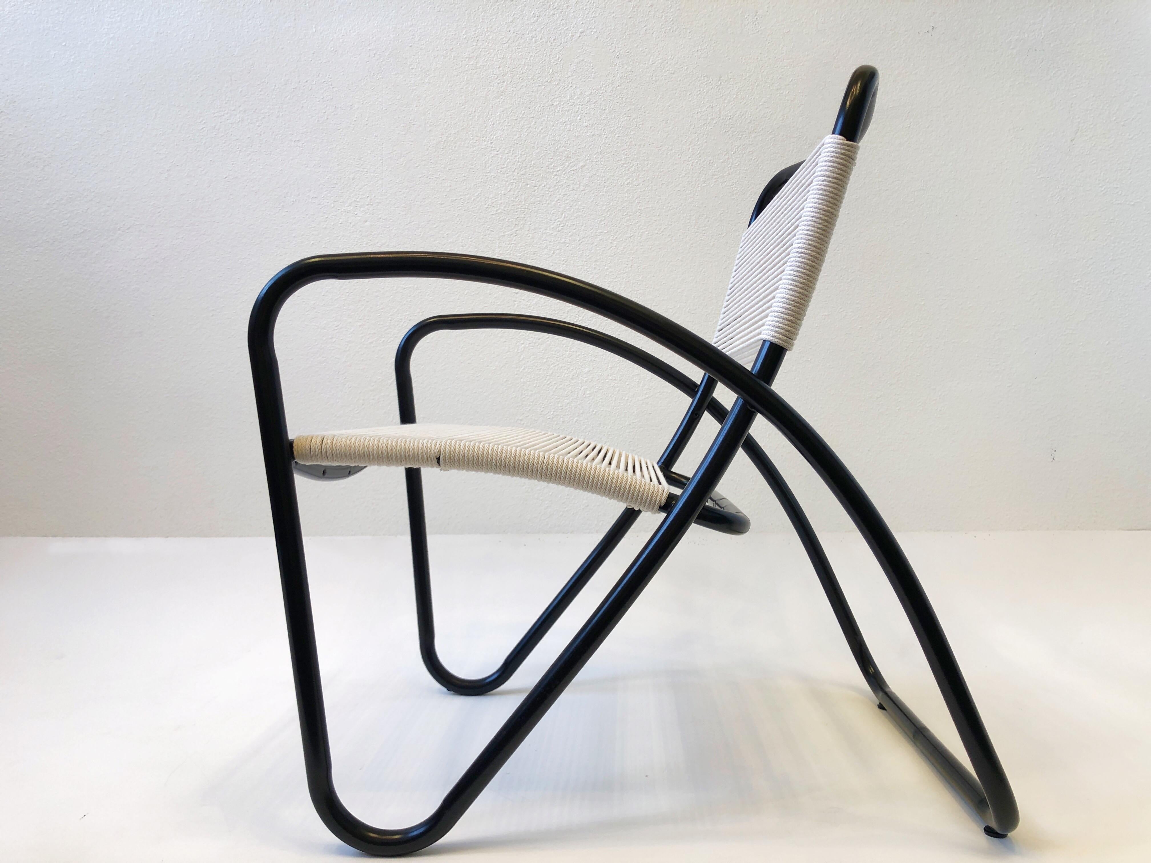 Black Aluminum and Cotton Cord Lounge Chair by Brown Jordan 5