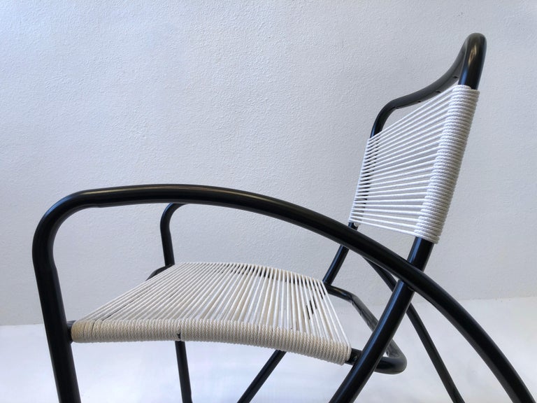 Black Aluminum and Cotton Cord Lounge Chair by Brown Jordan 6
