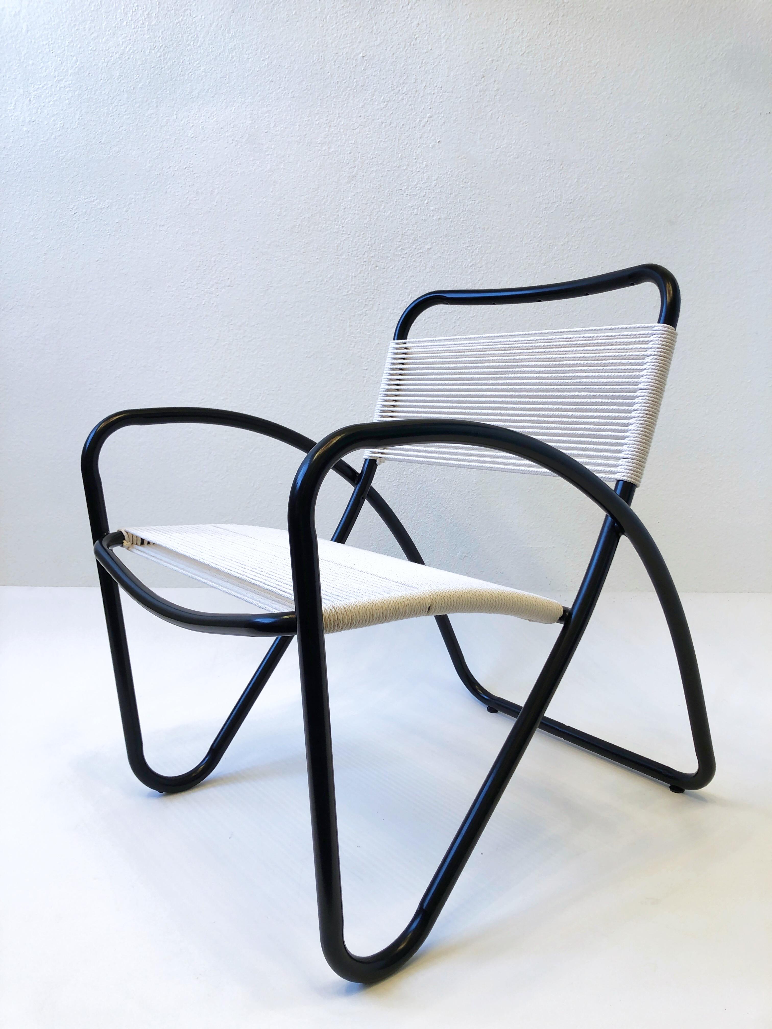 Black Aluminum and Cotton Cord Lounge Chair by Brown Jordan 7
