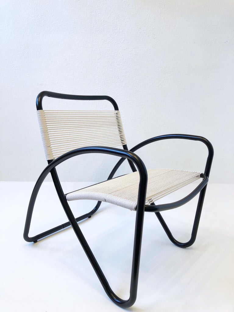 American Black Aluminum and Cotton Cord Lounge Chair by Brown Jordan